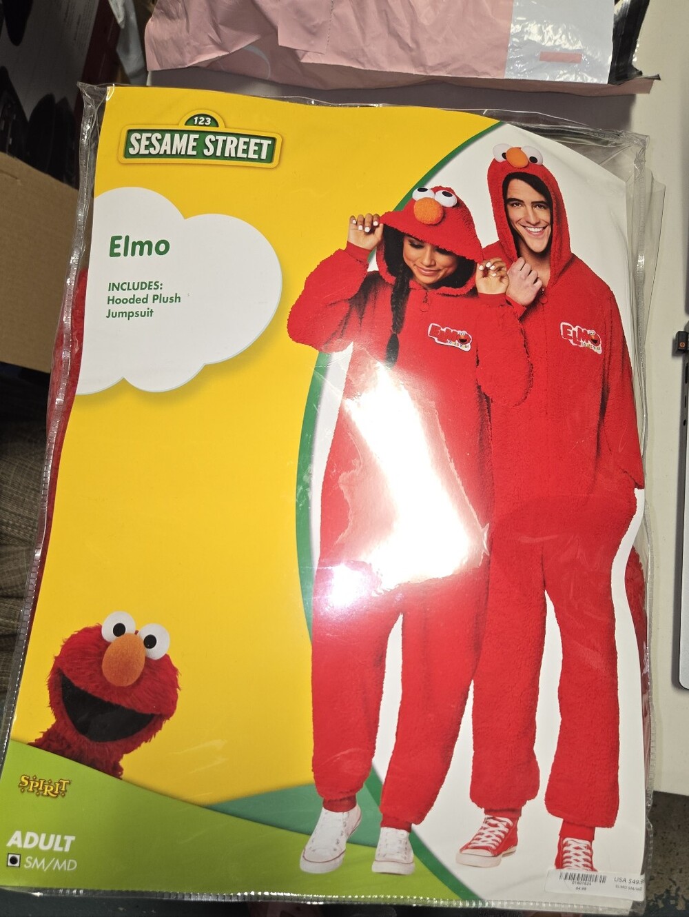 Spirit Sesame Street Elmo Plush Hooded Jumpsuit Costume - Red